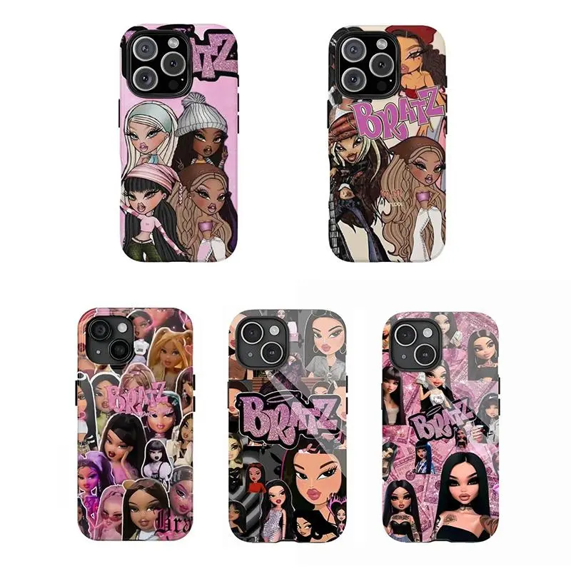 B-Bratz Doll Hard Phone Cases,Y2K Aesthetic Phone Case,Trendy Cartoon Phone Case,For iPhone 17 Pro Max 16 15 14 13 12 11 for Samsung S21 S22 S23 S24 S25,Shockproof Durable Design,Y2k Girl Phone Case,for iPhone 16 Case,gift for her