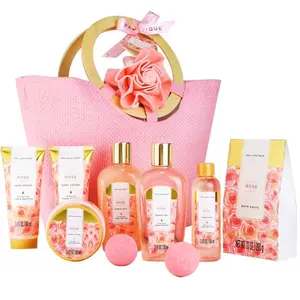 Premium Rose Spa Gift Basket - 11 Piece Luxury Bath Set for Women | Mother's Day Pampering Kit with Bath Salts, Creams & Essential Oils