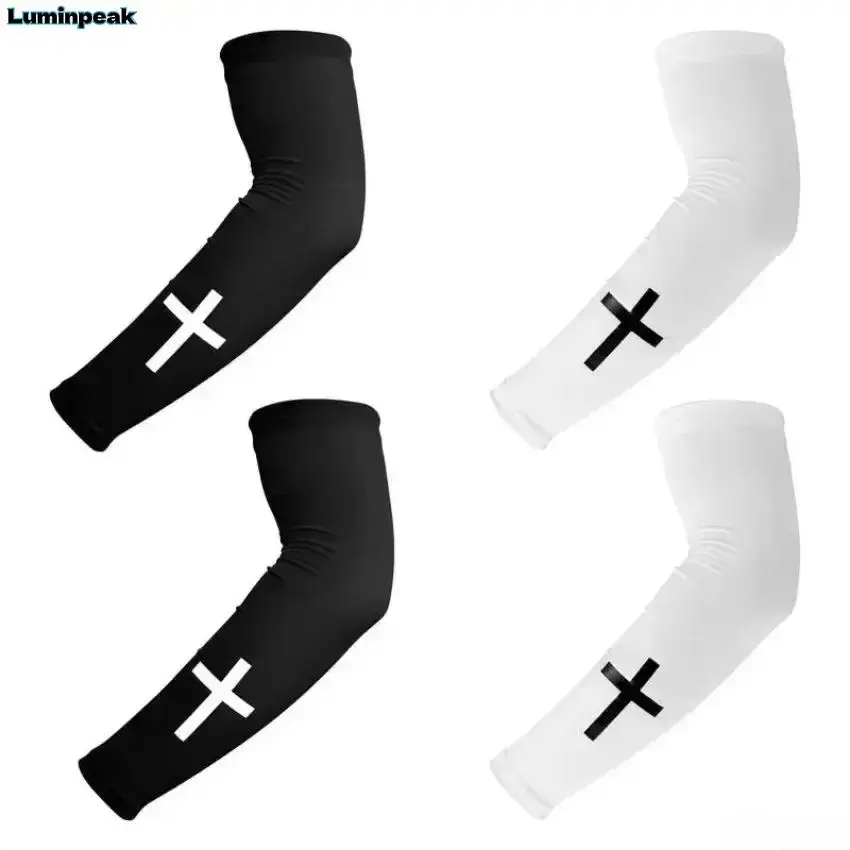 Unisex Cooling Compression Sleeves, Cross Pattern Ice Silk with a Snug Fit, UV Protection Clothing for Outdoor Sports, Machine Wash