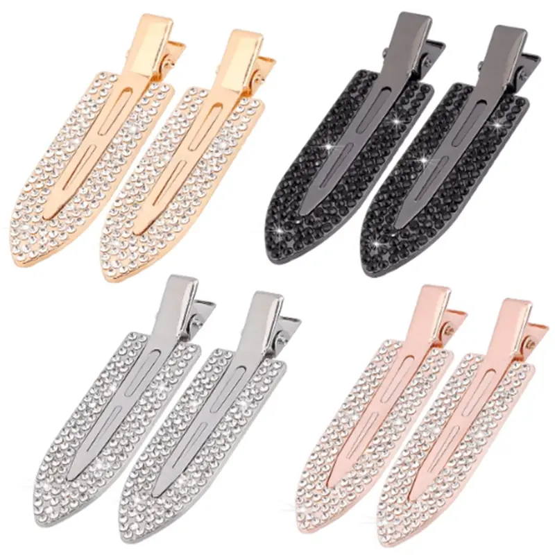 8/16 Piece Crease-Free Hair Clips, No Crease Hair Clips, Rhinestone Flat Styling Clips, Shiny Rhinestone Metal Curling Clips, Makeup Hair Clips, Royal Hairstyle Tool, Fashion Hair Accessories