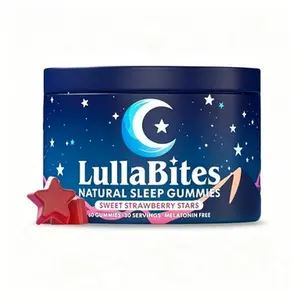 LullaBites Natural Sleep Gummies Sweet Strawberry Stars 30 Servings Melatonin Free Healthcare Supplements
