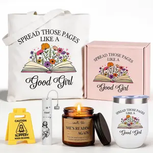 Funny Book Lover Gifts for Women - Humorous & Warm Bookish  Set Includes Tumbler, Scented Candle, Tote Bag &  Box - Reader Gifts Box for Teacher,