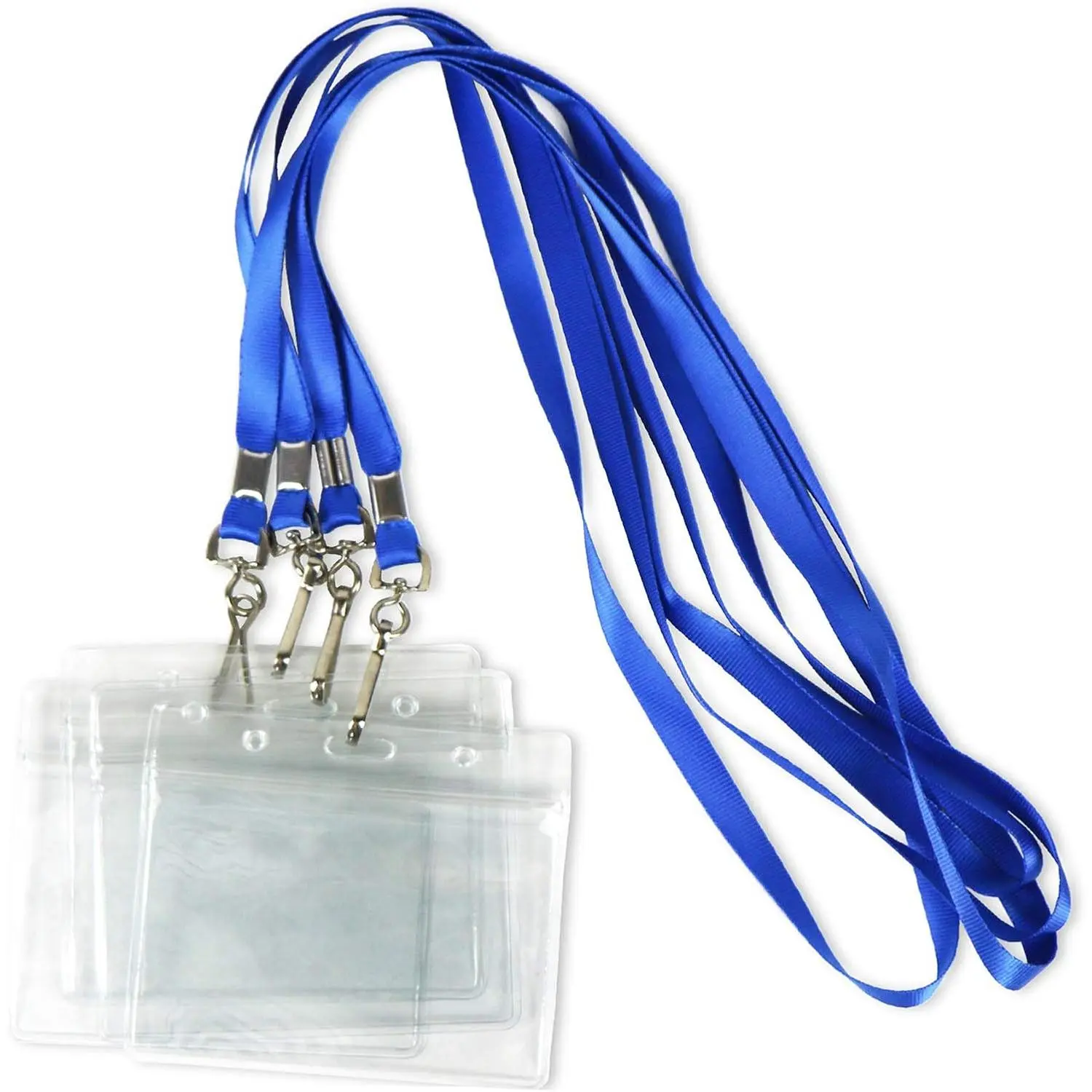 Lanyards with ID Badge Holder Name Tags Card Labels Lanyard String  Custom Necklace J Hooks Clip 50Pack Clear Plastic  Horizontal ID Badge Nametags annd 50 Pack Lanyards