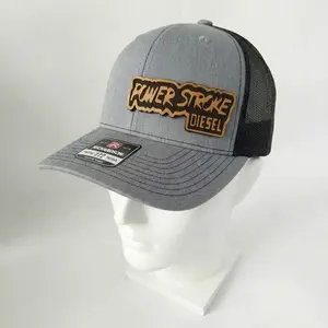 Power Stroke American Richardson 112 Style Trucker Hat with Cement Leather Patch Adjustable Mesh Snapback Cap Perfect Gift Idea