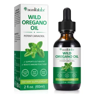 Acentiallabs Wild Oregano Oil 70% Carvacrol - High Potency Liquid Supplement with Extra Virgin Olive Oil for Immune Support & Gut Health*, Non-GMO, Gluten-Free, 60mL (393 Servings)