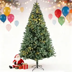 My Texas House 6ft Artificial Christmas Tree Full Natural Spruce PVC Fir Unlit Green Foldable Metal Stand for Holiday Season Decor with Festive Lights and Ornaments｜pvc branch|indoor xmas tree outdoor