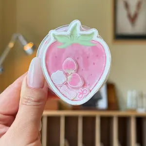 Cartoon Strawberry Shaker Phone Grip: MagSafe, Kindle, iPad Stand