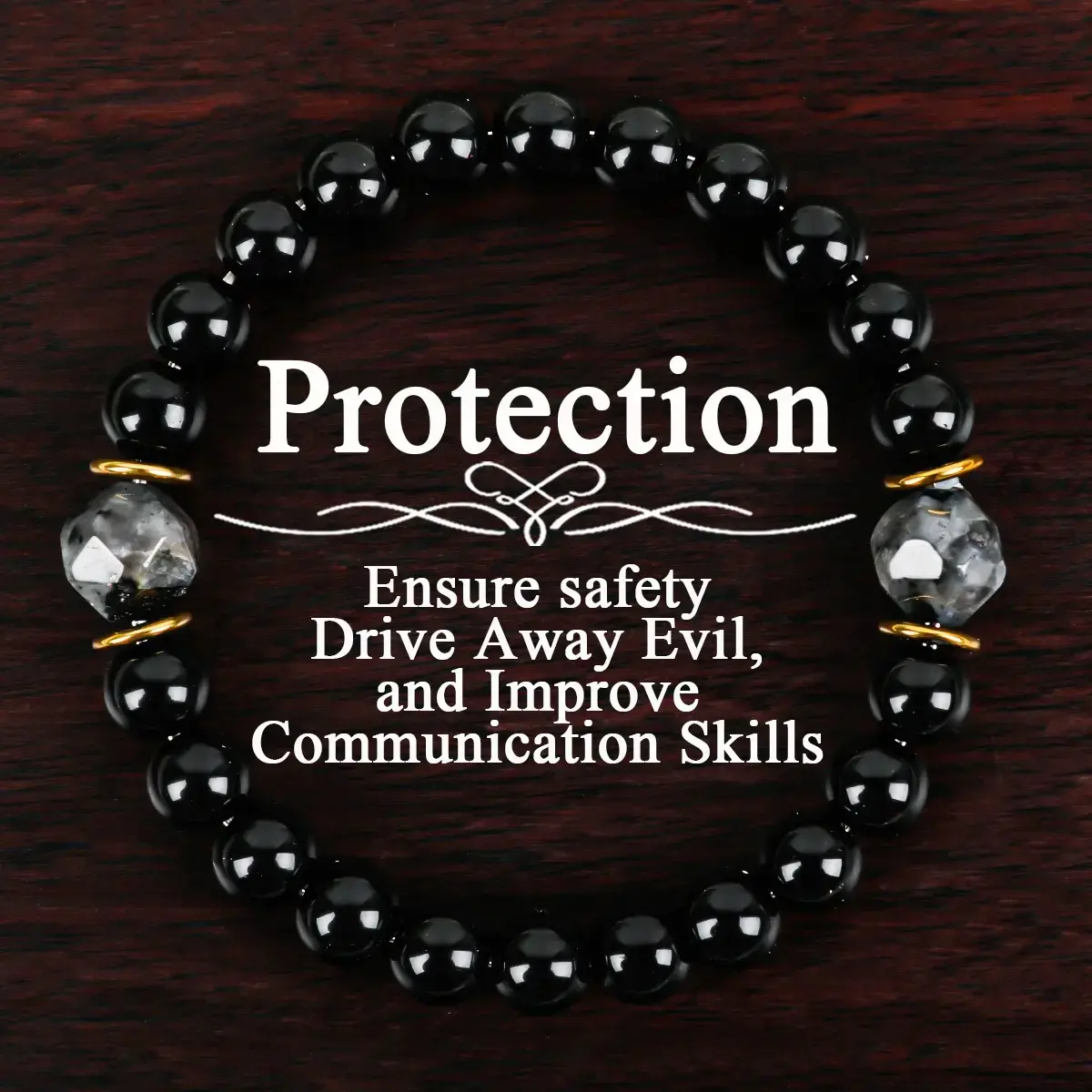 1pc GADASLUY Natural Obsidian And Black Bracelet Protective Crystal Chakra Bracelet For Meditation Yoga Daily Exercise Unisex Gemstone Jewelry For Women