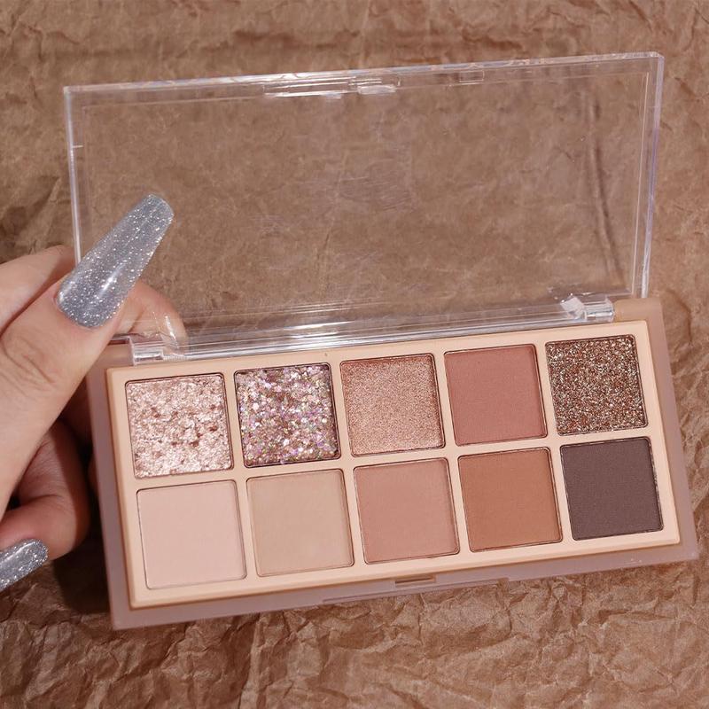 "10-Color Rose Gold Brown Eyeshadow Palette: Natural, Pigmented, Waterproof & Beginner-Friendly"