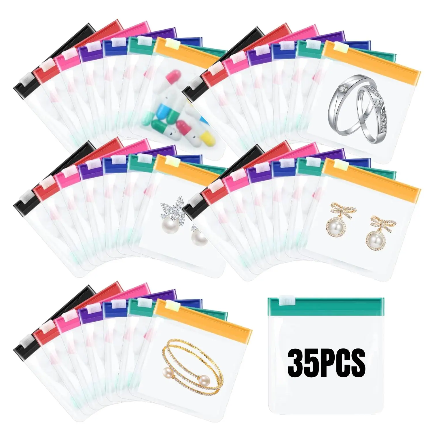 Translucent Plastic Zipper Pouches, 35 Pcs Durable Plastic Organizers with Slide Lock - Reusable Packing Organiser & Storage Supplies for Travel, Organizer Storage Supplies, Jewelry Storage