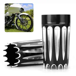 Black Fork Slider Cover Cow Bells for Harley Davidson Touring & Trike Models CNC Billet Aluminum High-Quality Motorcycle Parts Accessories