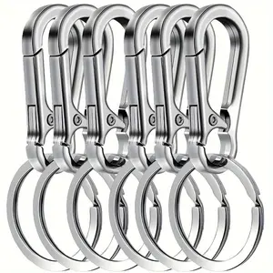Set of 6 Metal Clip Key Rings, Detachable Key Rings, Metal Keychains, Carabiner Key Ring Clips, Universal for Both Men And Women, Fashionable Alloy Keychain