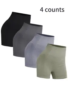 Women's Solid Color High Waist Gym Shorts, Casual Comfy Breathable Seamless Skinny Shorts for Yoga Gym Workout, Ladies Sportswear for All Seasons, Short Leggings
