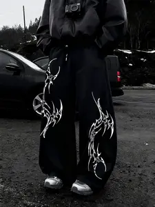 Gothic Style Unisex Gothic Rune Printed Jogger Pants, Loose Fit Streetwear, Edgy Aesthetic, Fall & Winter Fashion, Trendy, Men's Gift Ideas