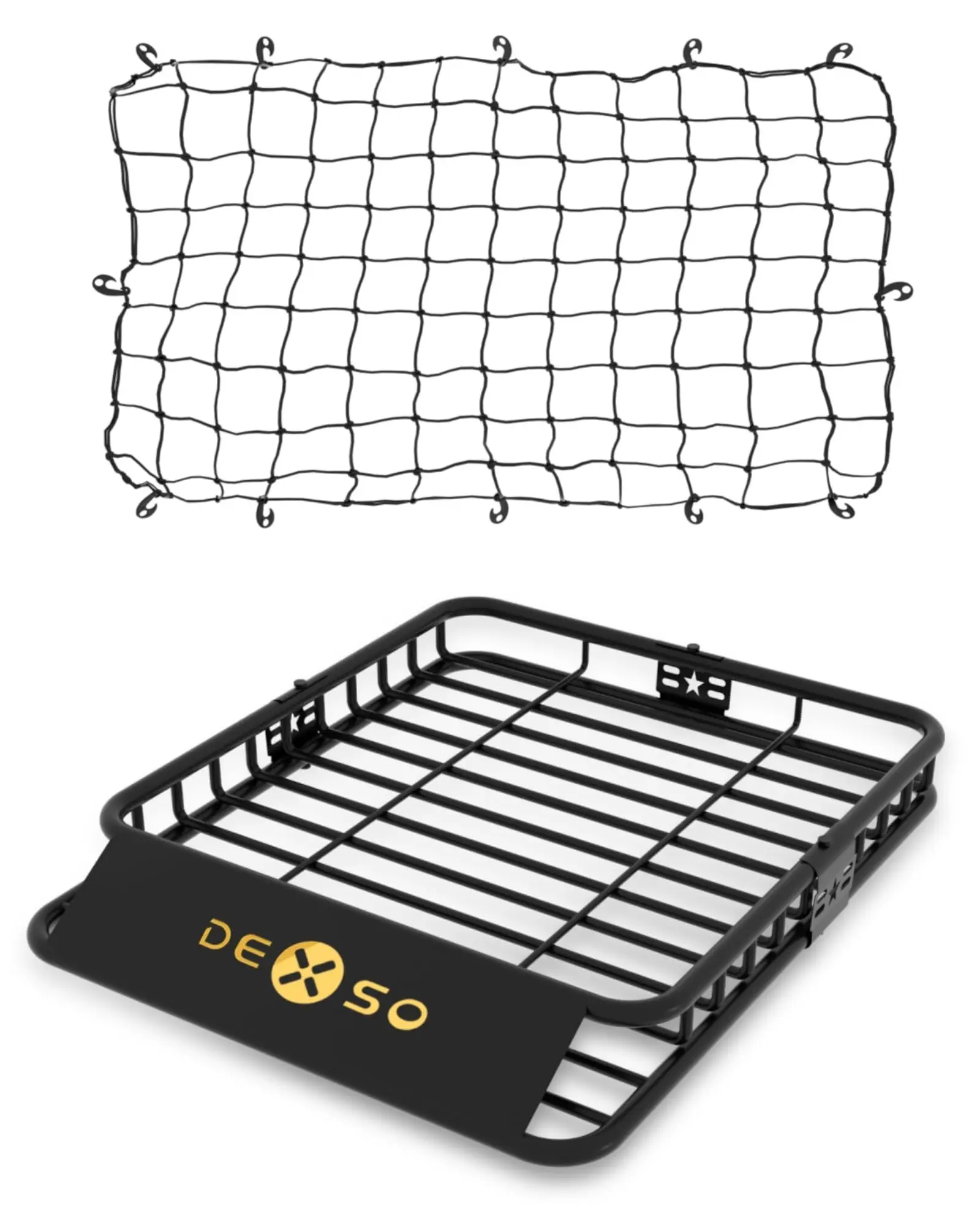 GARVEE Universal Roof Rack Basket with Cargo Net, 46" x 36" Rooftop Cargo Carrier Basket, 200 Lbs Capacity Car Cargo Rack, for SUVs, Trucks, Vehicles