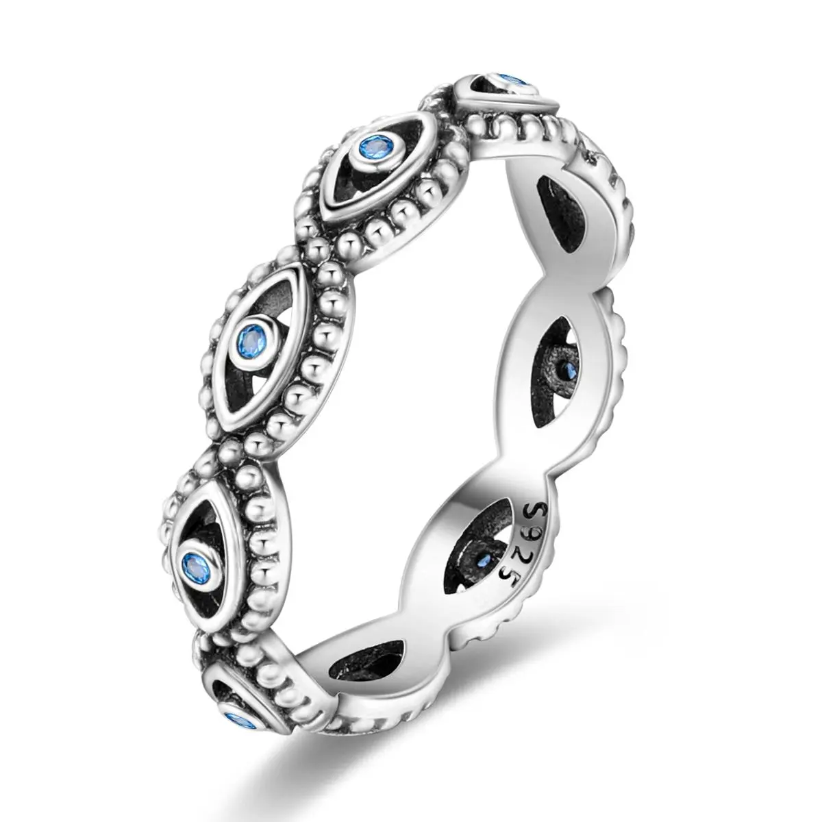 LAZA 925 silver-plated evil eye ring | Blue zircon inlay | Protection & lucky symbol | Fashionable and versatile |  Give it to a special person to bless good luck