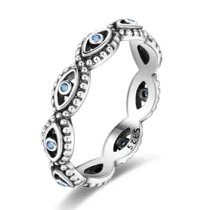 LAZA 925 silver-plated evil eye ring | Blue zircon inlay | Protection & lucky symbol | Fashionable and versatile |  Give it to a special person to bless good luck