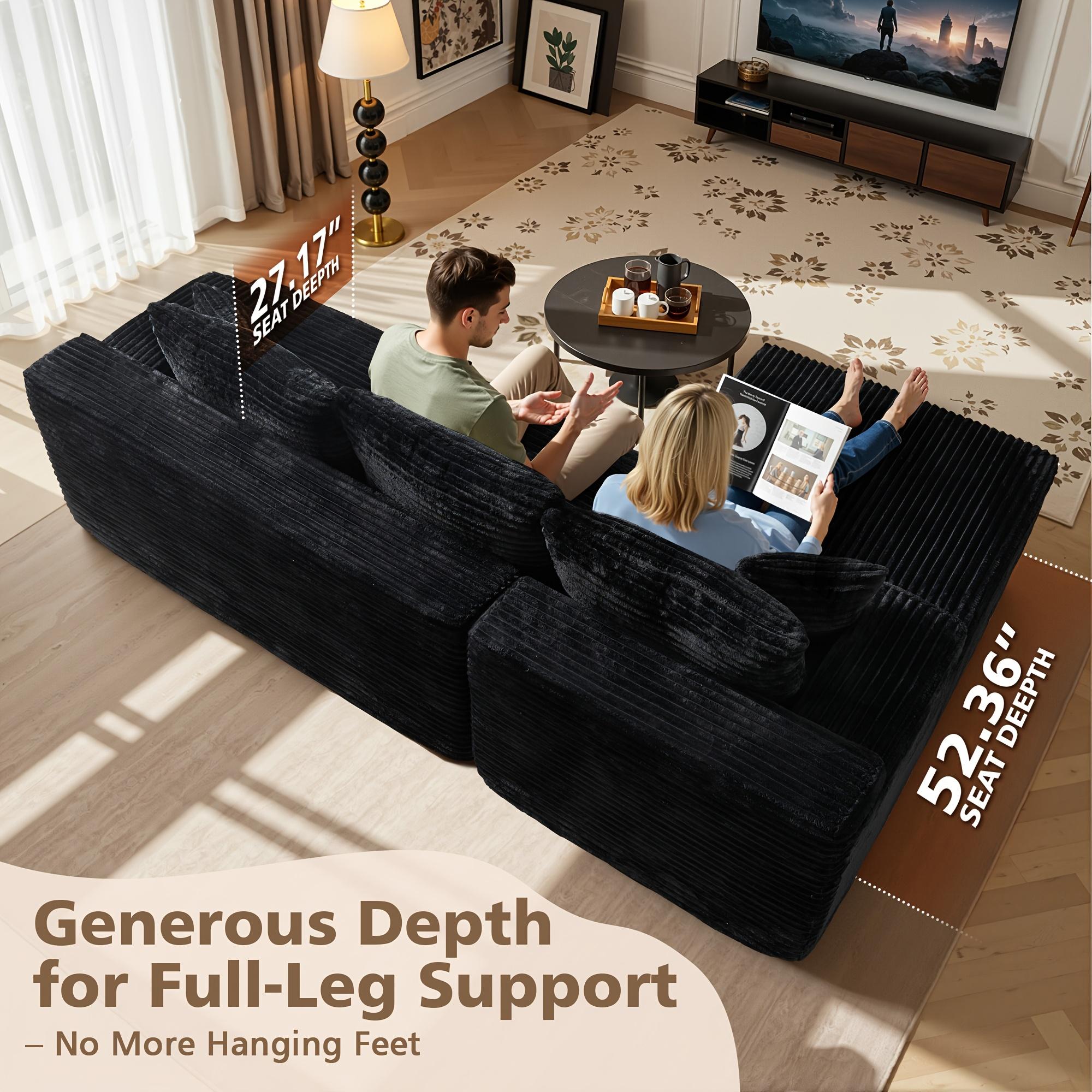 Extra-large Living Room Sectional Sofa, L-shaped Couches Set-(Chaise Lounge + Armchair), Frameless Modular Sofa with Plush Fabric And Foam Filling, Comes with 3 Backrests And 2 Small Cushions, some Color Options, No Asembly Required cloud couches