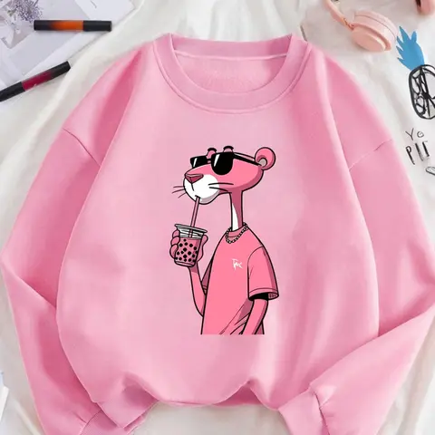 Women's Cartoon Character Print Crew Neck Sweatshirt, Aesthetic Casual Pullover, Casual Long Sleeve, Women's Fall & Winter Clothes for Daily Wear, Womenswear, Lady, Tops