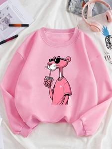 women's cartoon character print crew neck sweatshirt, casual long sleeve pullover, women's fall & winter clothes for daily wear