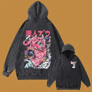 Majin Buu 2-Sided Oversized Hoodie Dragon Ball Anime Featuring Vintage Artwork