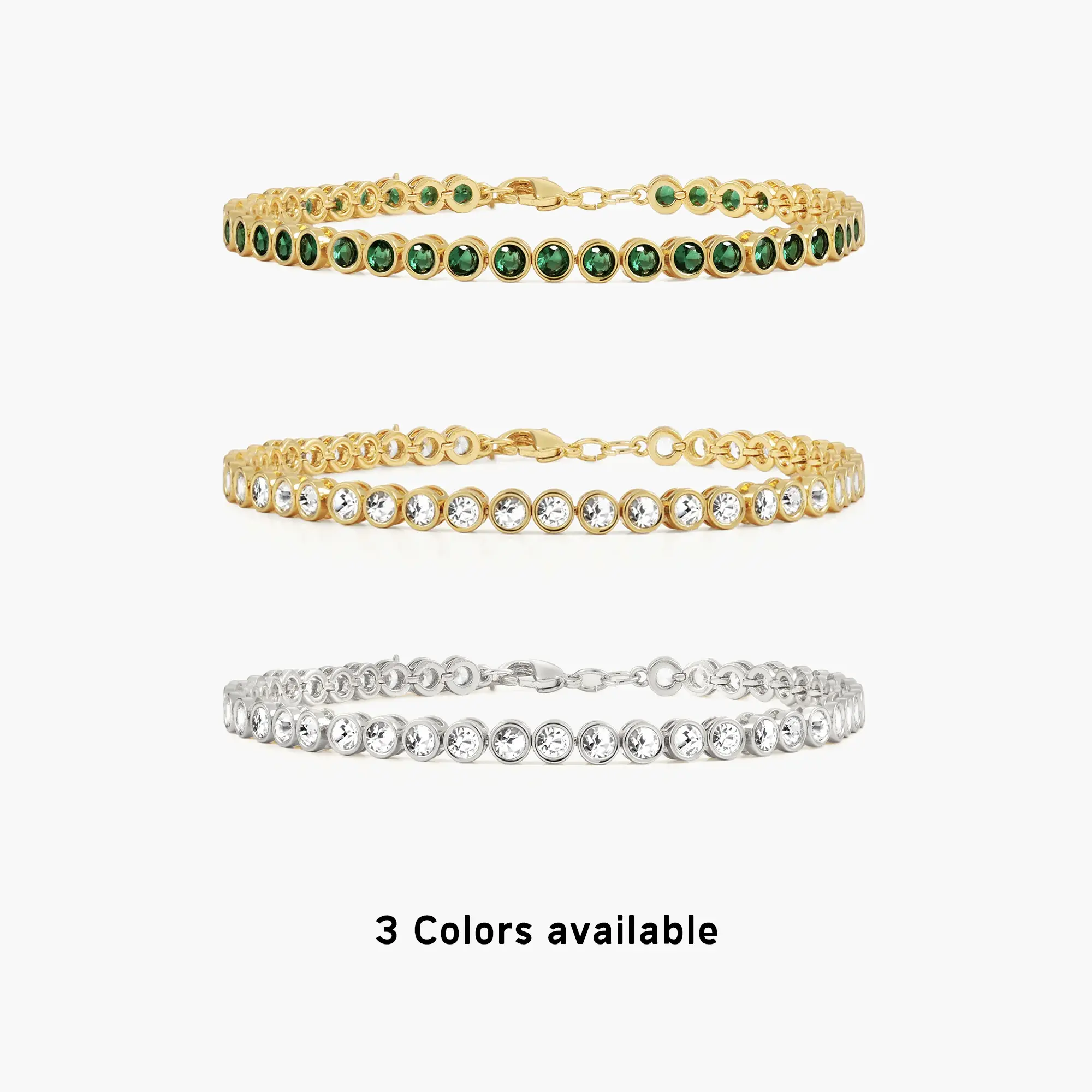 en route 18K Gold Plated Tennis Bracelet in Gold, Eternal Sweetness with Day-to-Night Sparkles, Most Gifted for Retro Reimagined Style