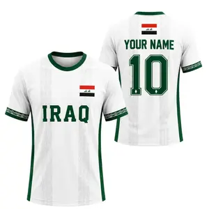 Custom Iraq Soccer Uniform, White Green Personalized Name & Number Team Jersey