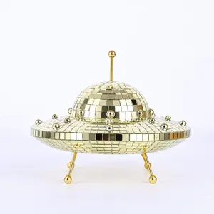 Disco UFO Decor Space Ship Gift for Space Enthusiasts, Reflective Alien Decor Christmas Gift