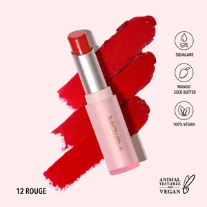 MOIRA | Signature Lipstick (012, Rouge) | Creamy Lightweight Lipstick with Glossy Shine, Non-Sticky Finish | Infused with Mango Butter & Squalane for Hydrating Comfort