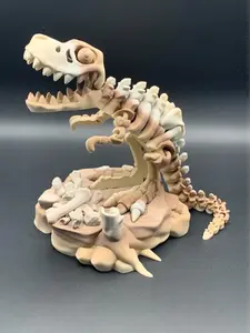 3D Printed Articulated Flexi T-Rex Skeleton Dinosaur Poseable Toy Jurassic Figure Flexible Fidget Toy Gift for Dino Lovers & Collectors