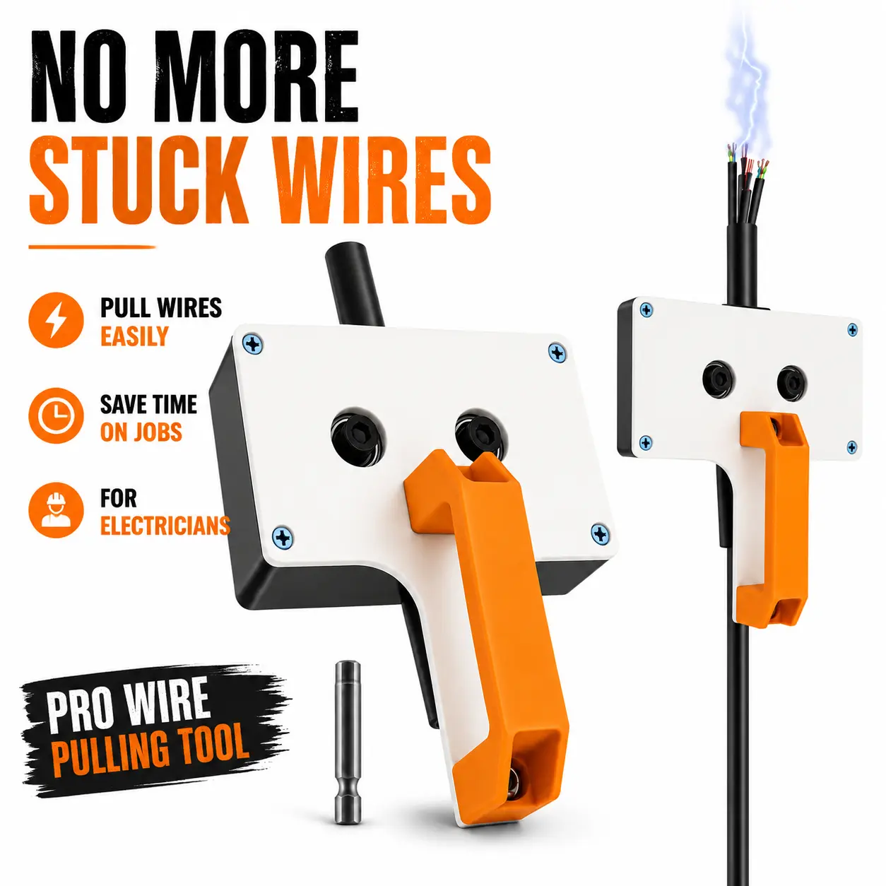 Orange Wire Puller Hand Tool - Durable Construction, 0.3in Max Cable Capacity, Easy Wall Wiring, DIY Tools Compatible, Efficiency-Boosting Cable Fishing Solution for Residential & Commercial Use
