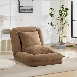 64.9" Upholstered Human Dog Bed for Adult & Pets, Large Bean Bag Bed with 5 Adjustable Position, 2 Soft Pillows, Chenille Tatami Bean Bag Lounge Chaise with Memory Foam for Bedroom Living Room Office