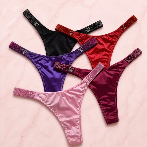 5pcs Women Thong Panties Bikini Low Rise Underwear Set Sexy Thin Waistband String Briefs Womenswear Red Black Brown Nude Leopard Zebra Print Polyamide Elastane Silky Stretchy Close Fit Fine Workmanship Daily Elegant Lingerie Party Pack Gift for Women Wife