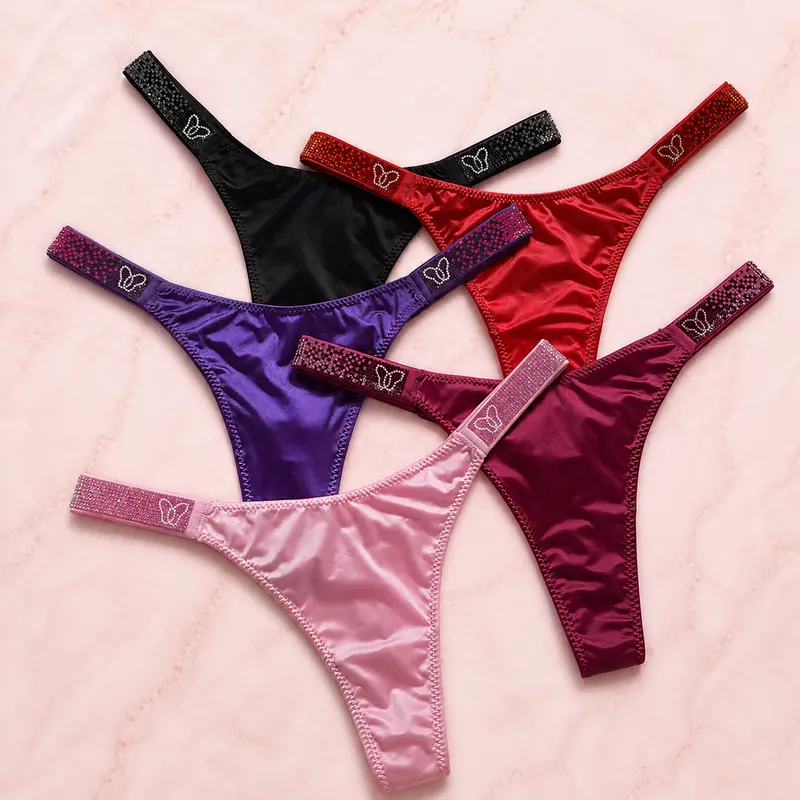 5pcs Women Thong Panties Bikini Low Rise Underwear Set Sexy Thin Waistband String Briefs Womenswear Red Black Brown Nude Leopard Zebra Print Polyamide Elastane Silky Stretchy Close Fit Fine Workmanship Daily Elegant Lingerie Party Pack Gift for Women Wife