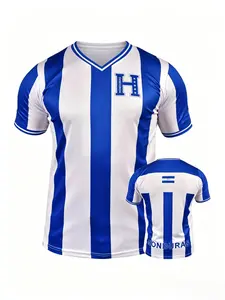 Honduras Football Jersey, Geometric Pattern, Fitted Style, Moderate Fabric Thickness, Casual Wear, All Seasons, Men Women Unisex