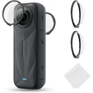 K&F Concept Premium Tempered Glass Lens Guards for Insta360 X5 Camera, High Transparency Multi-Coated Anti-Scratch Protector Cover with Twist Lock & Cloth, Replacement Protection Kit for Insta360 X5 Recording Accessories, Includes Cloth