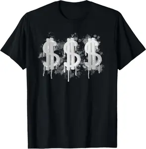 Dollar Sign in Style of Graffiti Sprayer T-Shirt Pure Cotton Graphic Tees Menswear Top: Gifts for Men & Women