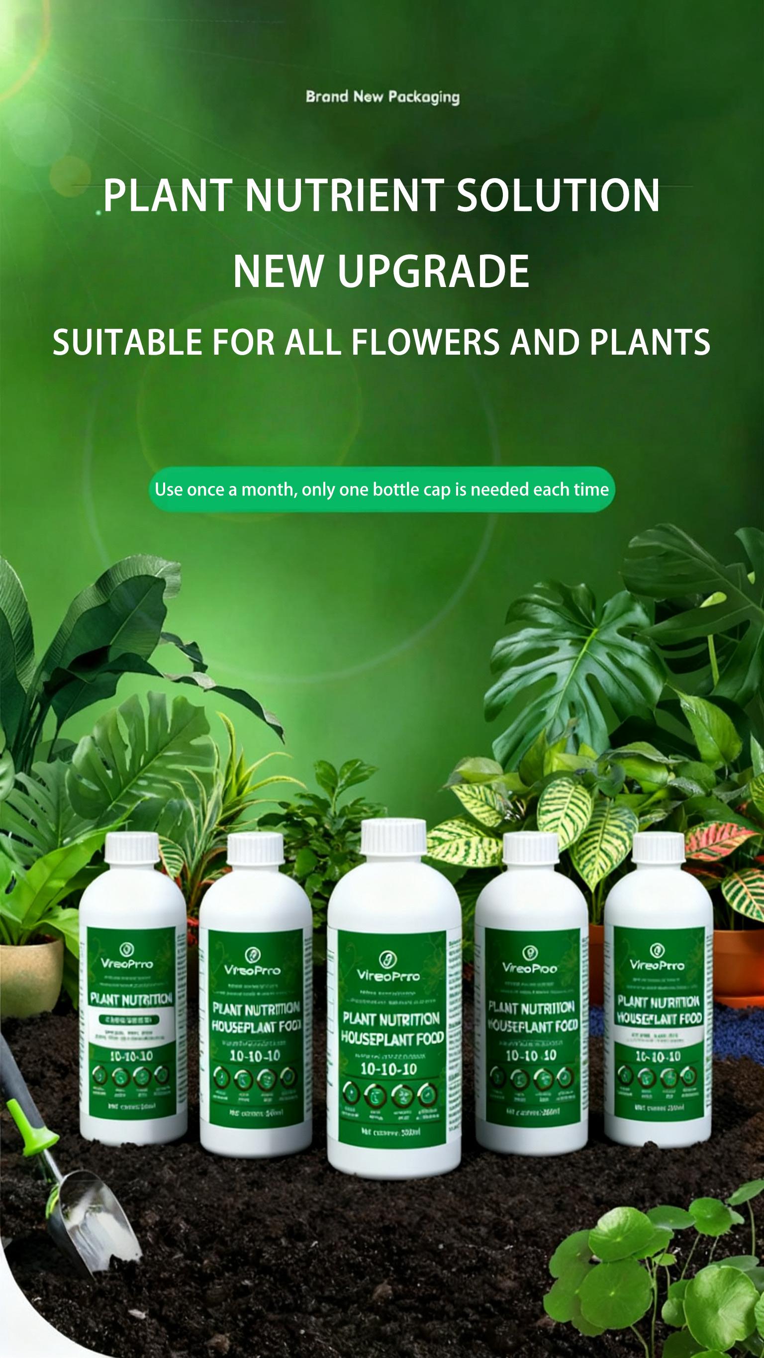 All-Purpose Plant Nutrition Liquid 10-10-10 – Concentrated Houseplant & Garden Fertilizer for Healthy Growth (300ml)