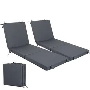 Outdoor Chaise Lounge Cushions Set of 2, Tri-Fold Patio Furniture Replacement Cushions, Water-Resistant with Hook & Loop Fasteners, 71" L x 23.6" W x 3" Thick