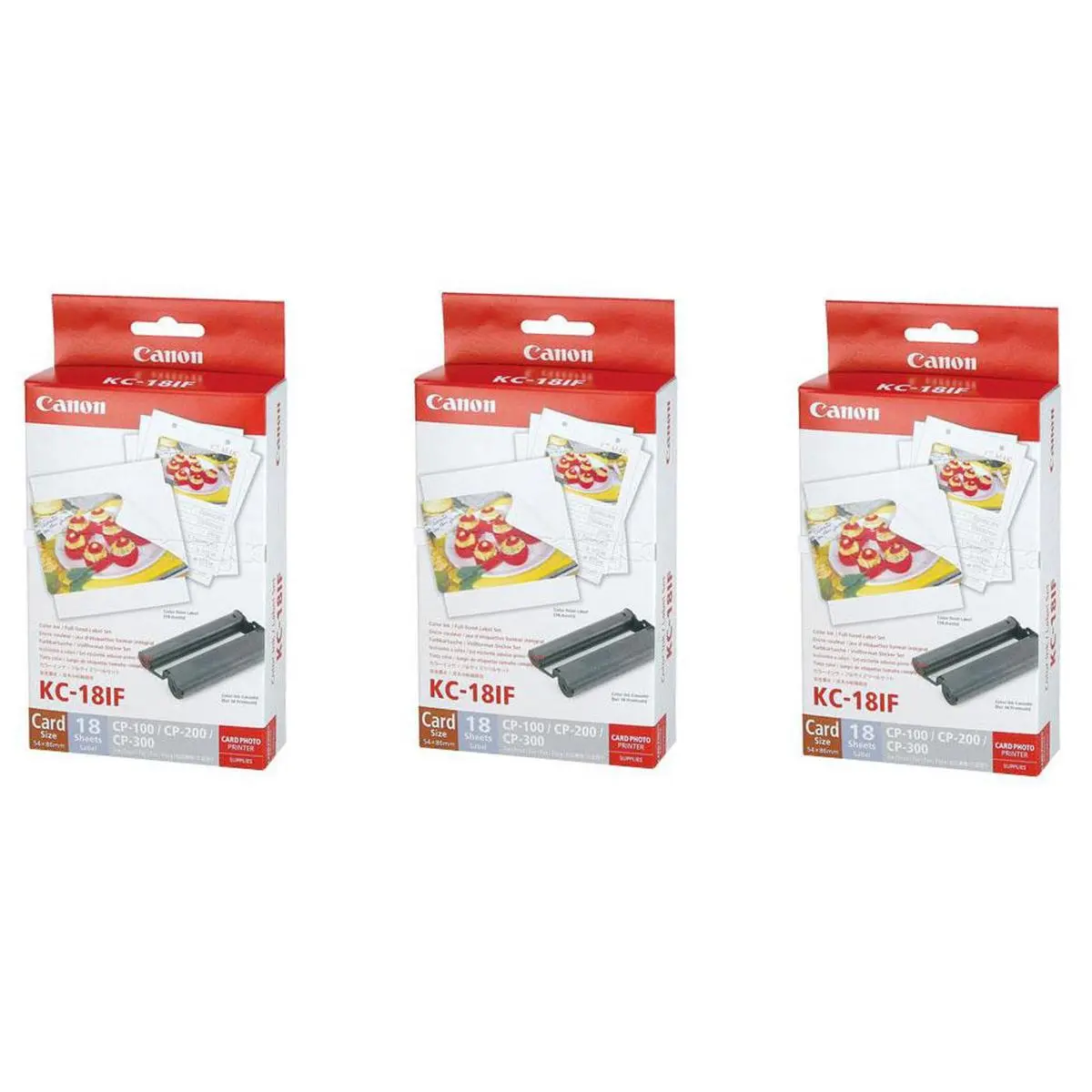 Canon 3-Pack Color Ink-Label Set KC-18IF, Full-Sized Replacement for Canon cp series Printers
