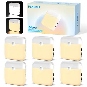 PZSUNLY 6 Pcs Motion Sensor Night Light, USB Rechargeable Dimmable Baby Lights，Dimmable Magnetic Kitchen Lights for Counter, Wardrobe，Father's Day gift, Birthday gift，Hallway - Easy Stick-On (Auto Shut-Off，No Wiring, No Punching) Bookshelf Lamp