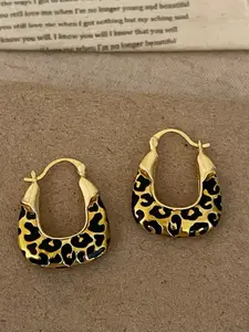 Retro Leopard Print Hoop Earrings for Women, Luxury Elegant Jewelry for Parties & Gatherings, Stylish Accessory for Special Occasions, Animal Print Earrings, Trendy Jewelry