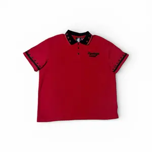 Red and black Stars Polo with Knowledge Cartel Embroidery and Star Trim