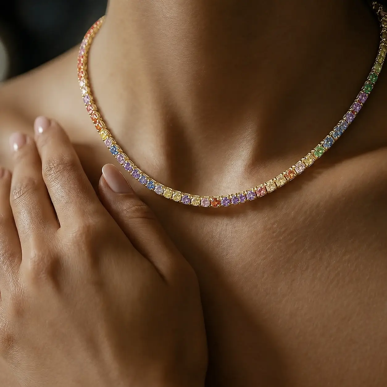Aura Necklace - Multicolor Gemstone Beaded Chain for Women's Fashion Jewelry
