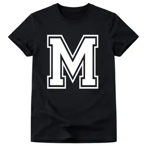 Letter M Name Initial Varsity Style Monogram Tee for Casual Look