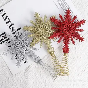 Snowflake Shaped Christmas Tree Topper, 1 Count Hollow Out 3D Snowflake Tree Top Decoration, Christmas Decor for Home Store Office School