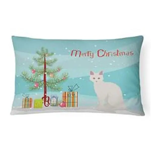 12 x 3 x 16 in. Goddess Giant Cat Merry Christmas Canvas Fabric Decorative Pillow