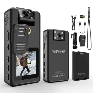 Wevoor 1296P FHD Police Body Camera A53, 20Hours Dual Battery Pack, 64GB Wearable Video Camera with IR Night Vision + 180° Rotatable Lens, Premium Portable Action Camcorder Mount Anywhere for Cycling Work Travel