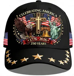 250 Anniversary USA Hat,Eagle Liberty Cross Printed Pattern,250th Anniversary USA hat,Adjustable Baseball Cap for Men Women