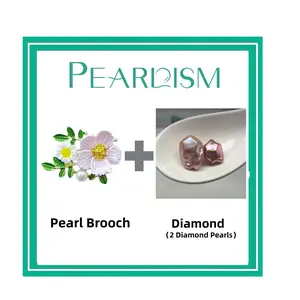 【Joey】 Daisy Pearl Brooch  +  Diamond pearl   (Min 2 pcs pearls as gift) [Open in live]｜Freshwater Baroque  Pearl -